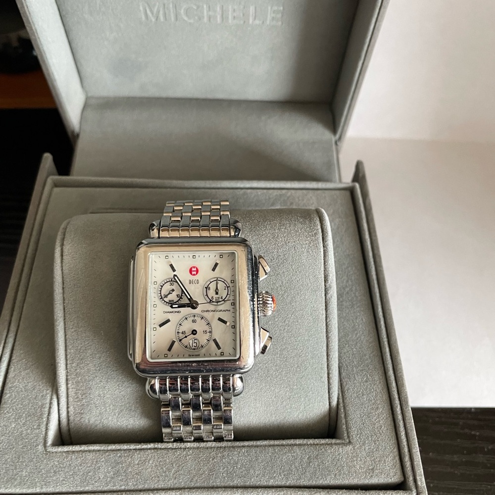 Michele Deco M.O.P. Dial, Chronograph, Date, Stainless Steel Watch MW06A00